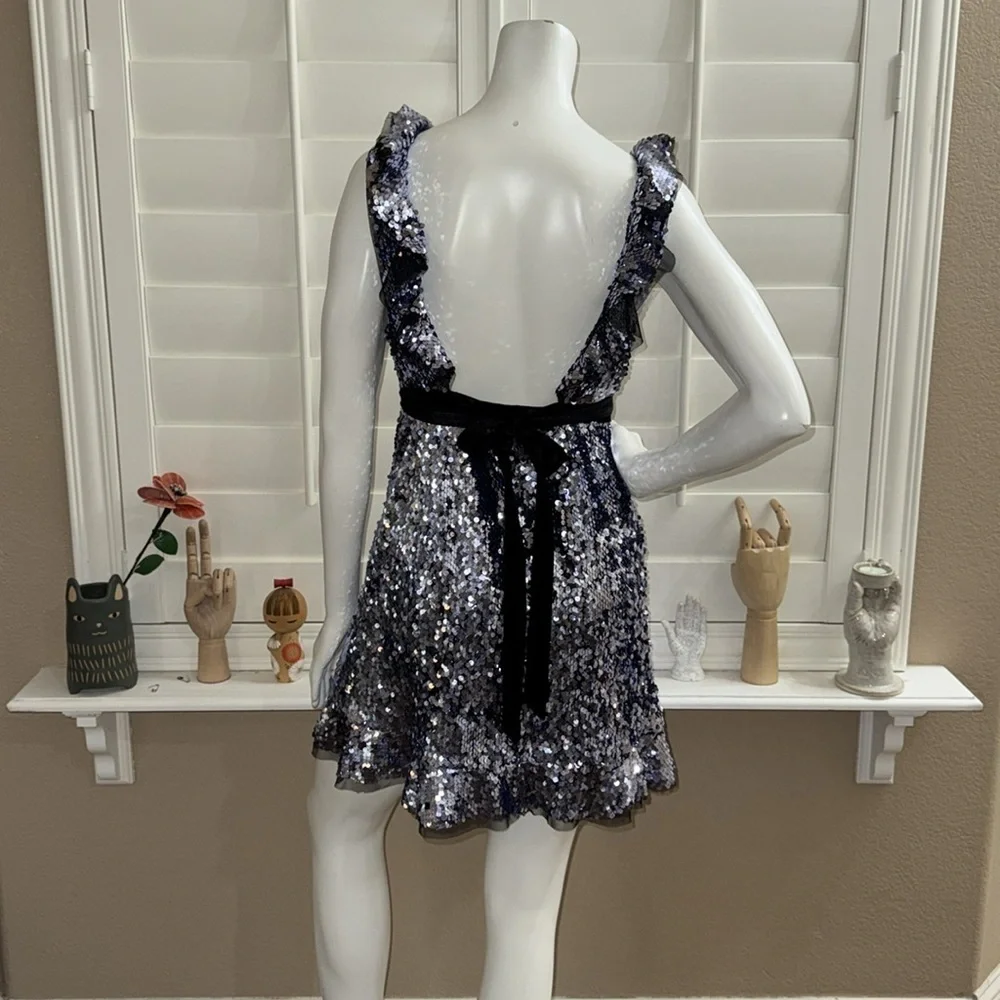 Free People Sequin Siren Ruffled Mini Dress